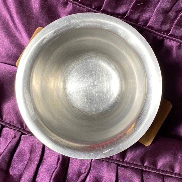 Vintage JAPAN Stainless Steel Gravy Sauce Dip Serving Bowl Wooden Altar Witchy - Picture 7 of 13